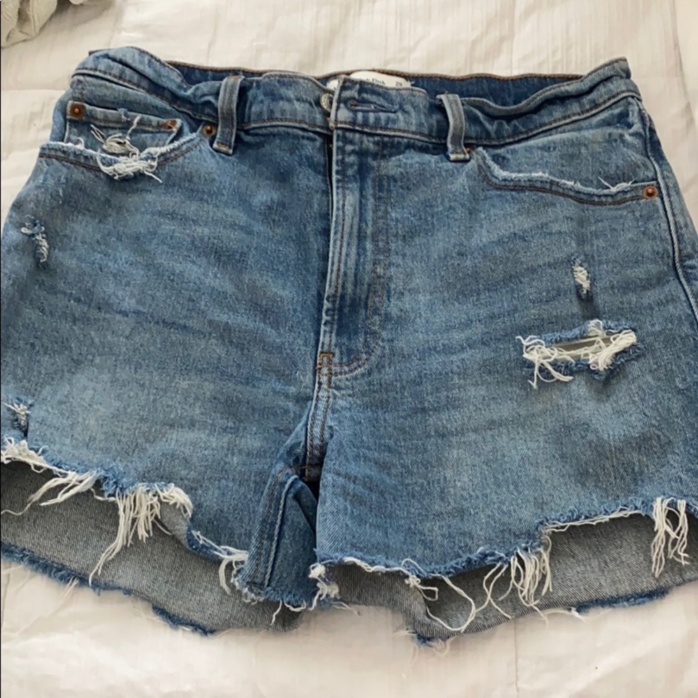 High rise 4 inch mom shorts